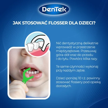 DENTEK Kids Wykałaczki z nicią dentystyczną dla dzieci Fyn Flossers, 40szt: ceny i cechy