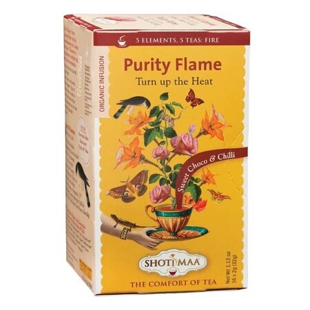 Ceai cu ciocolată dulce și chilli Elements Purity Flame Turn up the Heat, 16 plicuri, Shoti Maa