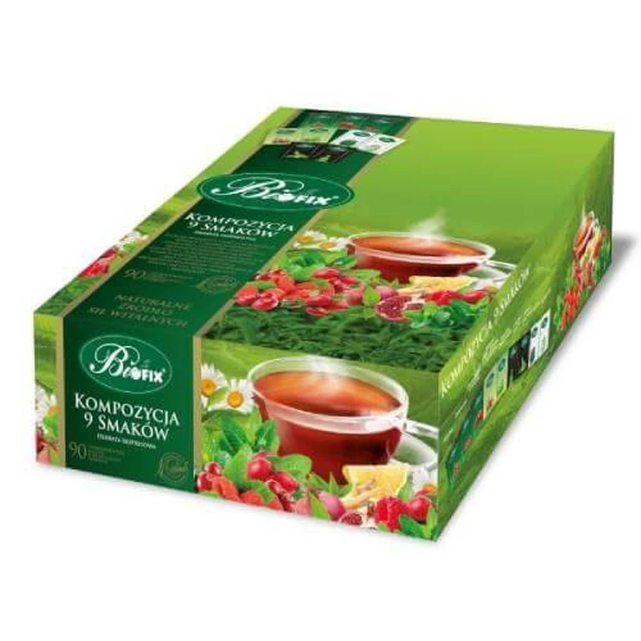 Composizione di tè alla frutta BiFix 9 gusti, 90 bustine