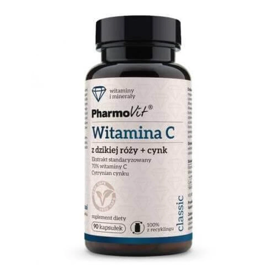 PHARMOVIT Vitamina C rosehip + zinc, 90 capsule