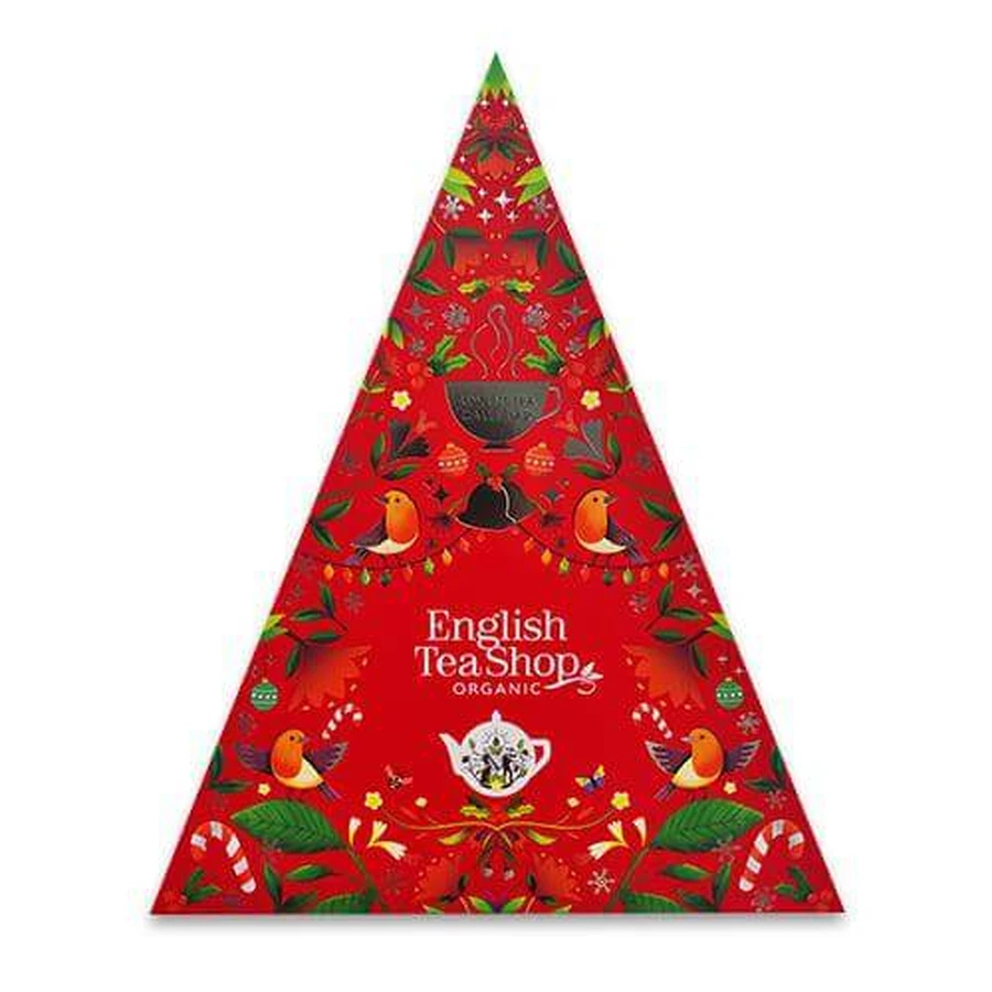 Calendario dell'Avvento English Tea Shop (rosso) Calendario dell'Avvento 25 piramidi di tè biologici