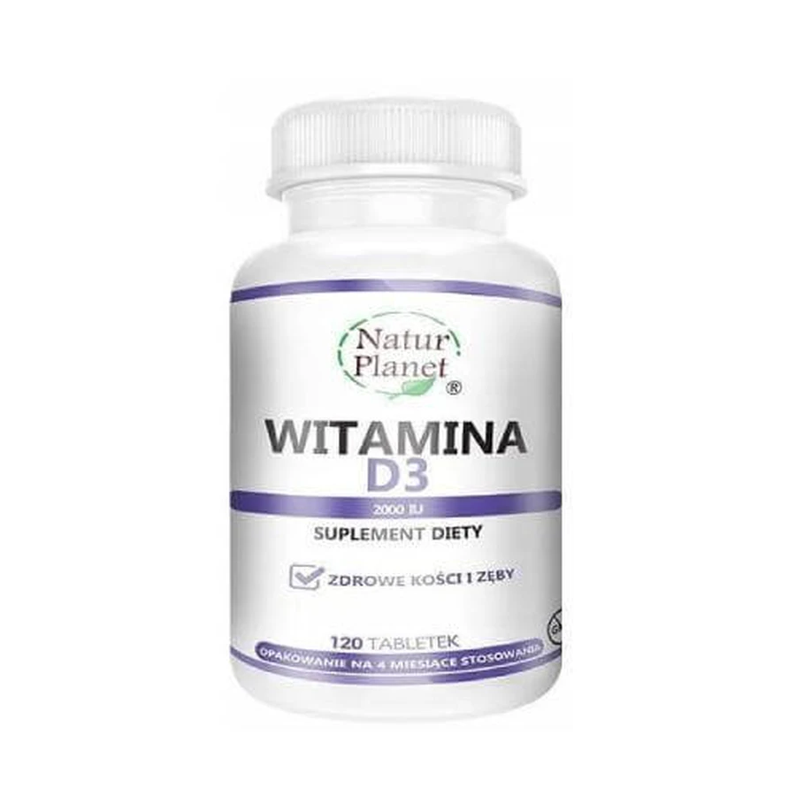NaturPlanet Vitamine D3 2000IU, 120 comprimés