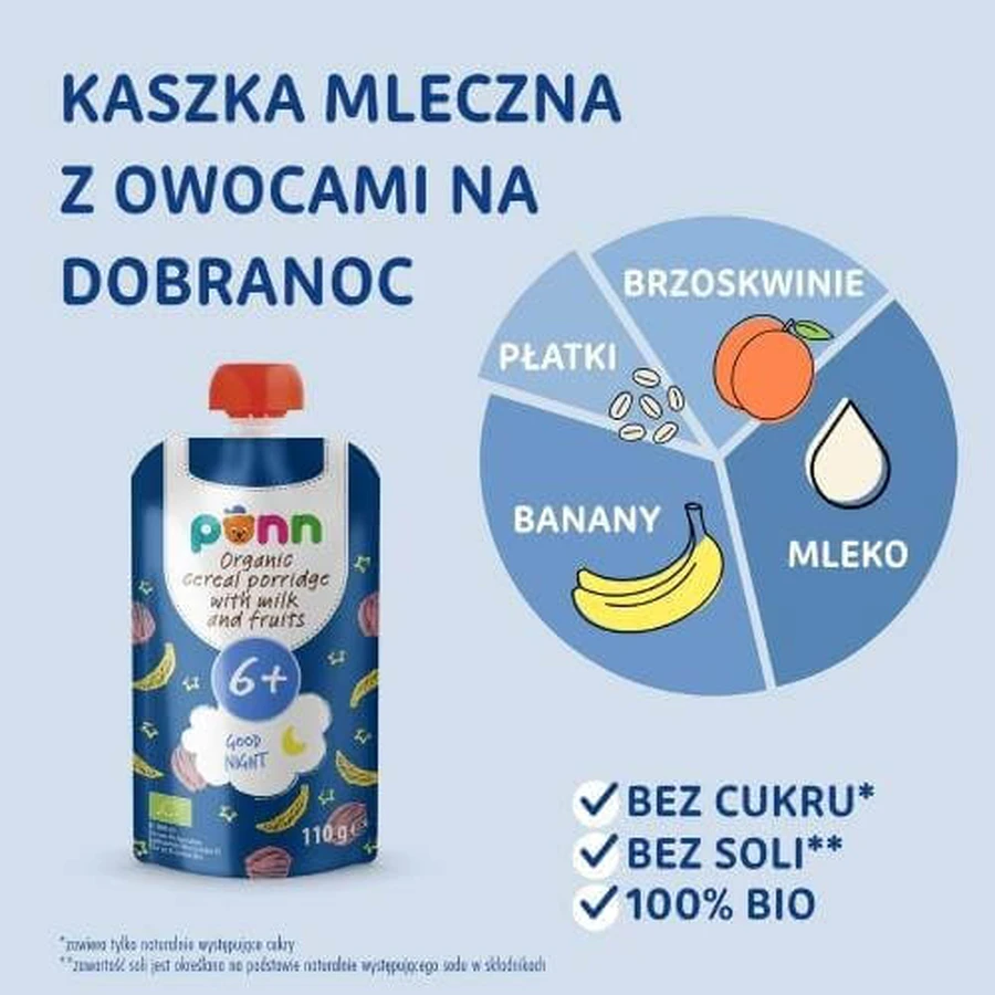 SALVEST PÕNN BIO Milk Fulgi de ovăz cu fructe înainte de culcare, 110g