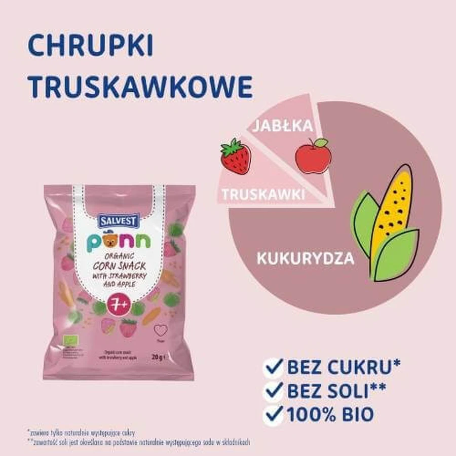 SALVEST PÕNN BIO chipsuri cu căpșuni, 20 g