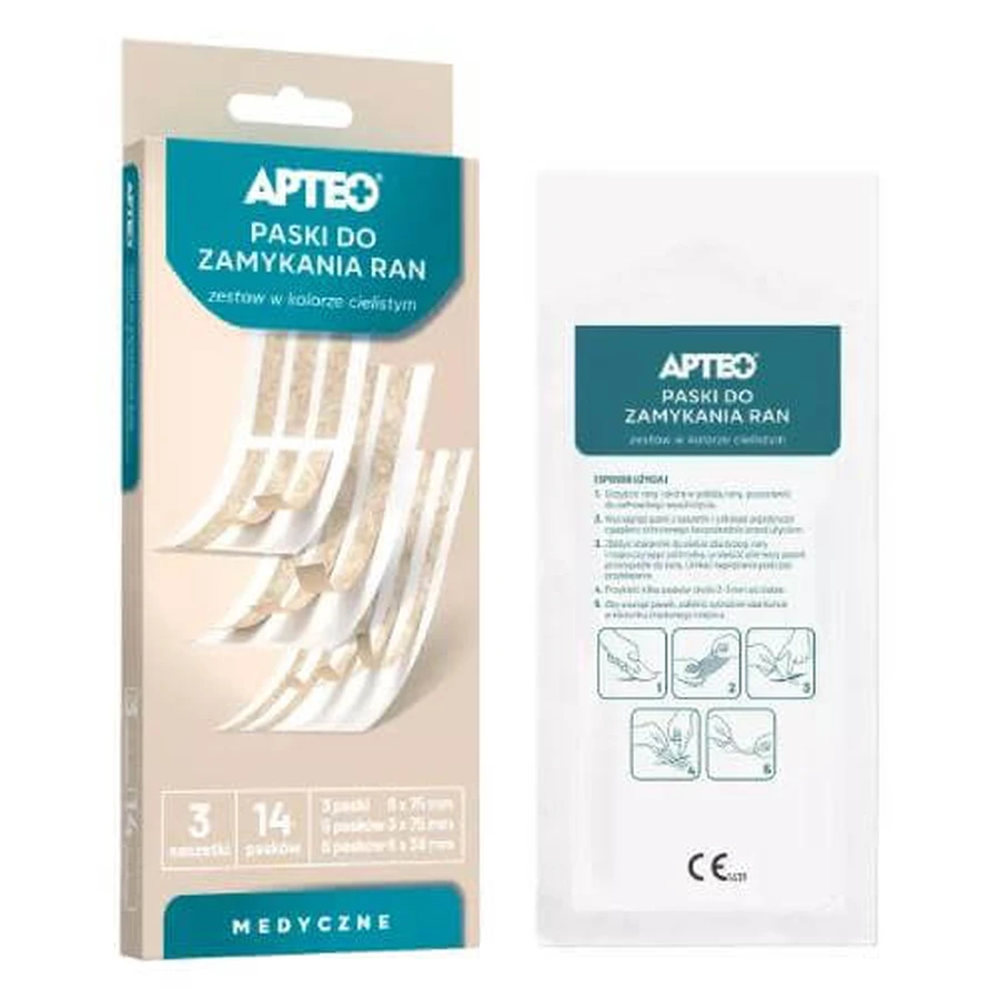 APTEO Wundverschlussstreifen, fleischfarbenes Set, 14 Stück
