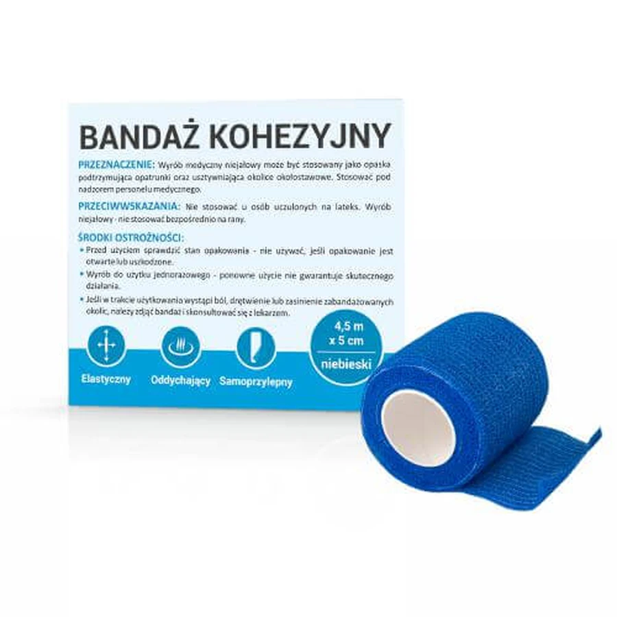 Bandaj coeziv 4.5mx5cm culoare albastru, 1 buc
