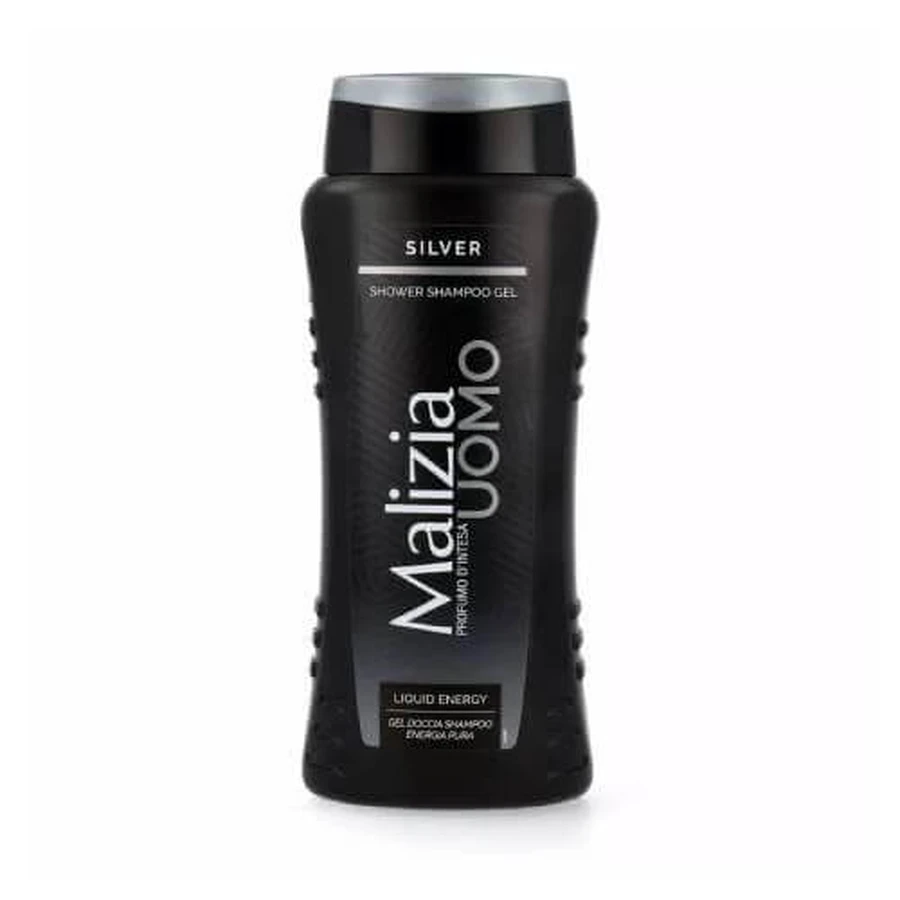Malizia Uomo Silver gel doccia e shampoo 2 in 1 per uomo, 250 ml