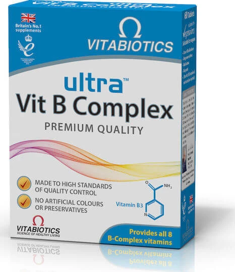 Vitabiotics Ultra Vit B Complex Vitamin für Energie, Immunsystem und Nervensystem Stärkung 60 Tabletten
