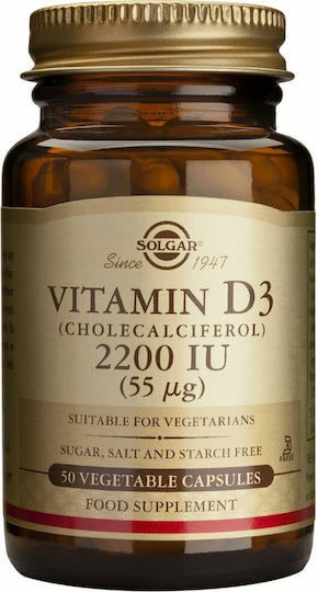 Solgar Vitamin D3 (Cholecalciferol) Vitamin für Immunsystem Stärkung & Vogel Gesundheit 2200iu 50 veget 50 Kapseln