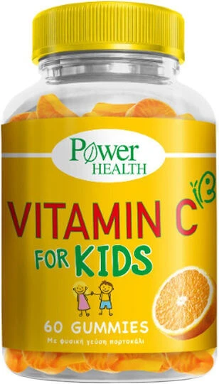 Power Health Vitamin C für Kinder Immunstärkendes Vitamin, Haut & Antioxidantienwirkung Orange 60 Geleebonbons