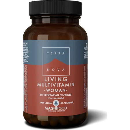 TerraNova Living Multivitamin Woman Multivitamin for Energy, Immune System Strengthening & Hair 795mg 50 veget capsules