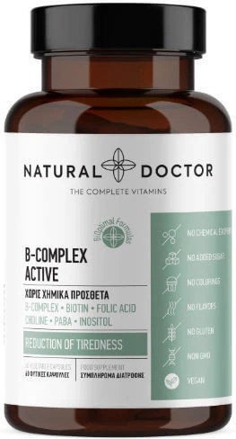 Natural Doctor B-Komplex Aktives Vitamin für Energie, Immun- und Nervensystem Stärkung 60 pflanzliche Kapseln