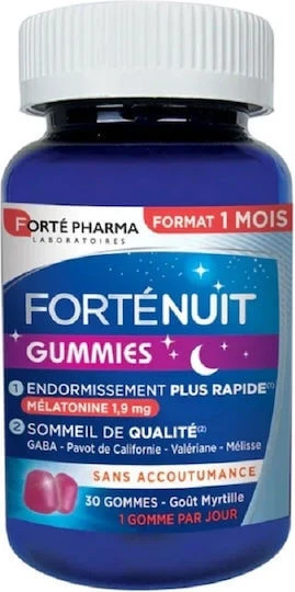 Forte Pharma Forte Nuit Anxiety & Sleep Supplement 30 Heidelbeer-Gelee-Bonbons
