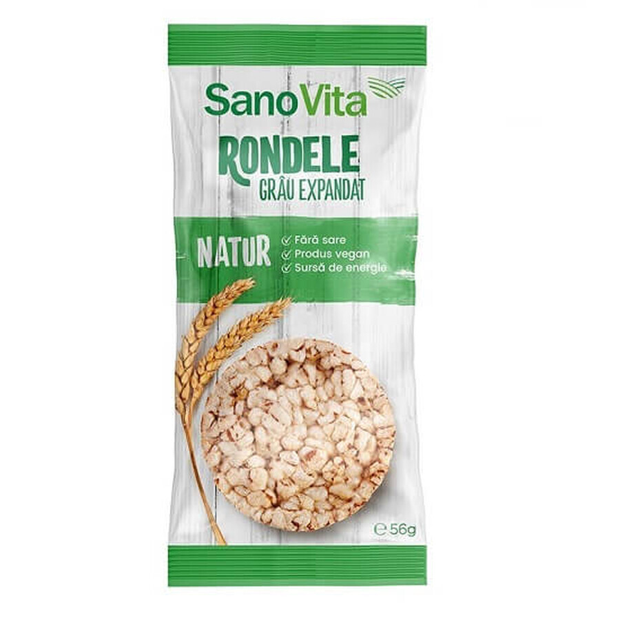 Rondele Natur din grau expandat, 56 gr, Sanovita