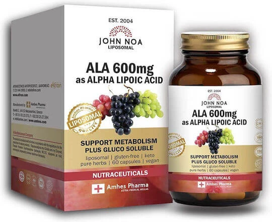 John Noa Liposomale ALA Liponsäure Alpha-Liponsäure 600mg Nahrungsergänzungsmittel Spezial 60 Kapseln