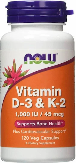 Now Foods Vitamin D-3 & K-2 Vitamin für Immunsystem Stärkung & Ei Gesundheit 1000iu 120 veget 120 Kapseln