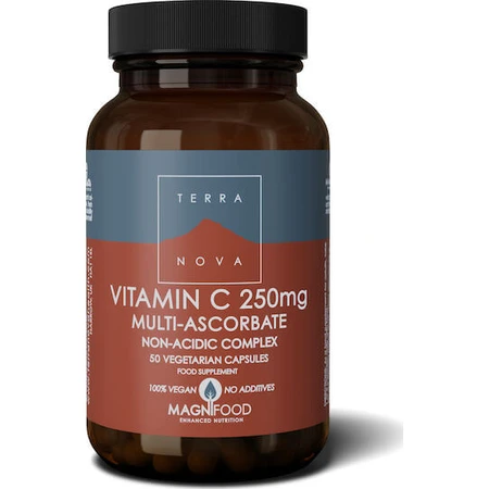 TerraNova Vitamina C para el fortalecimiento inmunológico, la piel y la acción antioxidante 250mg 50 cápsulas vegetales