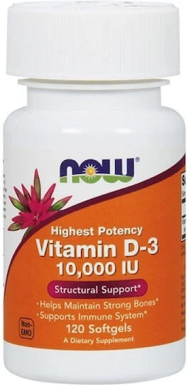 Now Foods Vitamin D-3 Vitamin zur Unterstützung des Immunsystems und der Gesundheit der Eier 10000iu 120 softgels