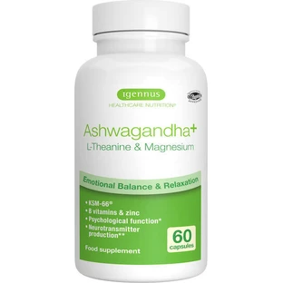 iGennus Ashwagandha+ L-teanina y magnesio 600 mg 60 cáps.