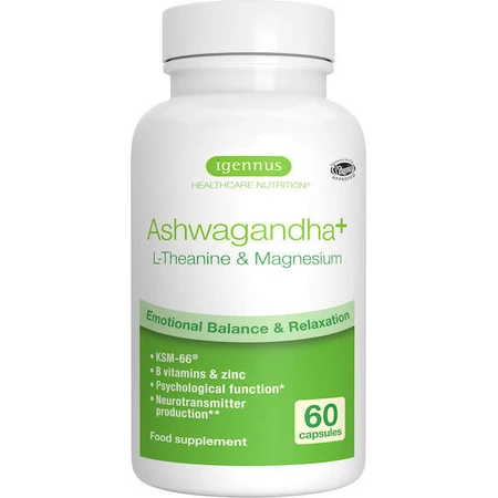 iGennus Ashwagandha+ L-teanina y magnesio 600 mg 60 cáps.