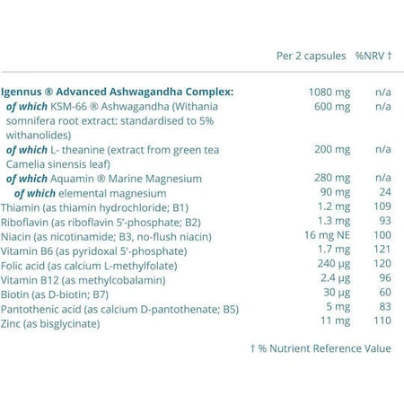 iGennus Ashwagandha+ L-teanina y magnesio 600 mg 60 cáps.