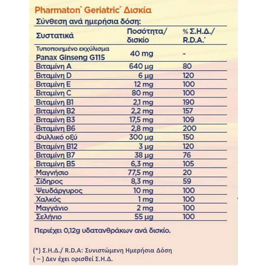 Pharmaton Geriatrische Multivitamine voor Energie & Immuunsysteem Boost 30 caps