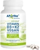 Aportha Vitamin D3 + K2 200 Veganes Vitamin zur Stärkung des Immunsystems und der Eiergesundheit 5iu 120 Kapseln