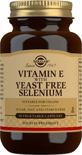 Solgar Vitamin E mit hefefreiem Selen Vitamin für Haut & antioxidative Wirkung 250iu 168mg 50 pflanzliche Kapseln