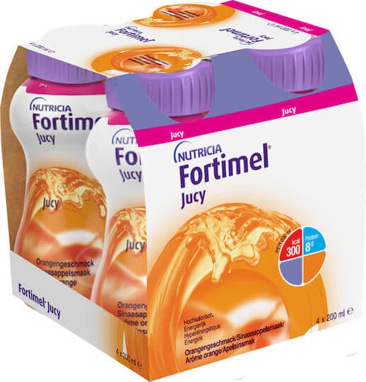 Nutricia Fortimel Jucy Jucy Spezial Nahrungsergänzungsmittel 4 x 50ml Orange