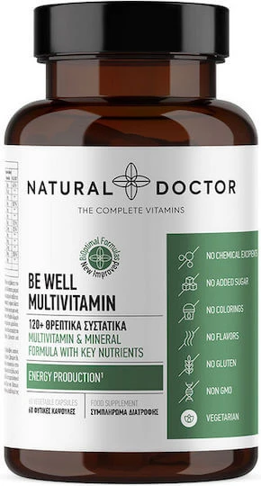 Natural Doctor Be Well Multivitamin Multivitamin Multivitamin für Energie, Stärkung des Immunsystems & Haar 60 pflanzliche Kapseln