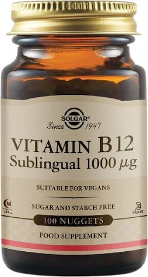 Solgar Vitamin B12 Vitamin für die Gesundheit des Nervensystems 1000mcg 100 sublinguale Tabletten