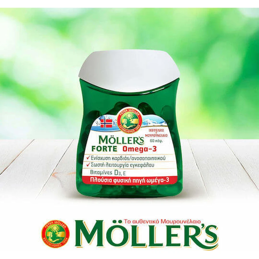 Moller's Forte Omega 3 Cod Liver and Fish Oil Suitable for Children 10mg 60 caps Unflavoured
