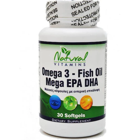 Natural Vitamins Omega 3 Olio di Pesce Mega EPA DHA 1000mg 30 softgels non aromatizzate