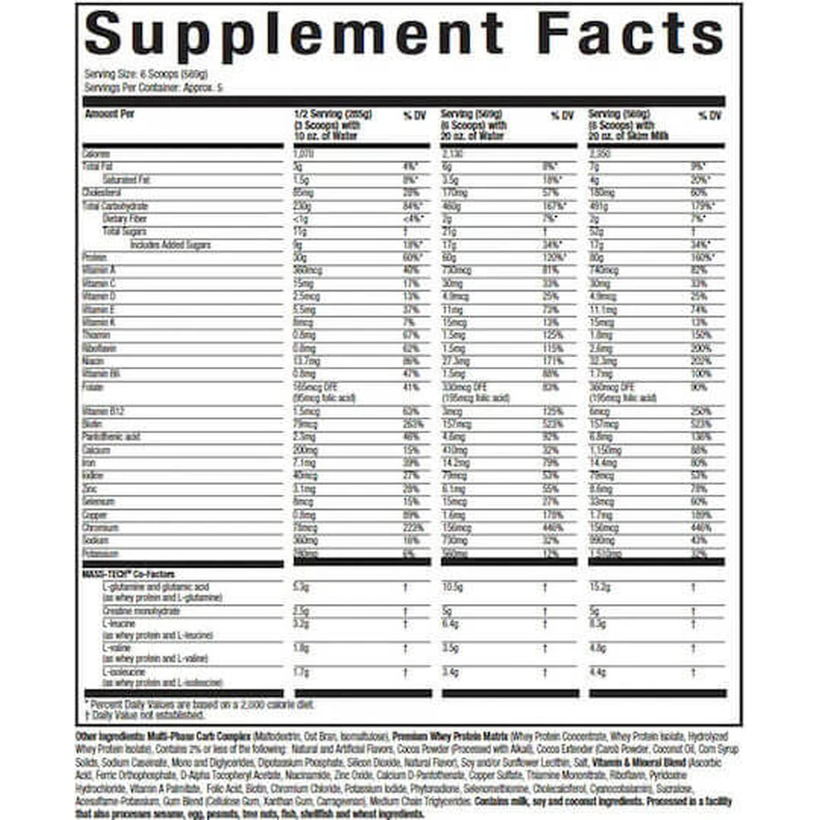 MuscleTech Masstech Masstech Flavoured Vanilla Milkshake 2.72kg