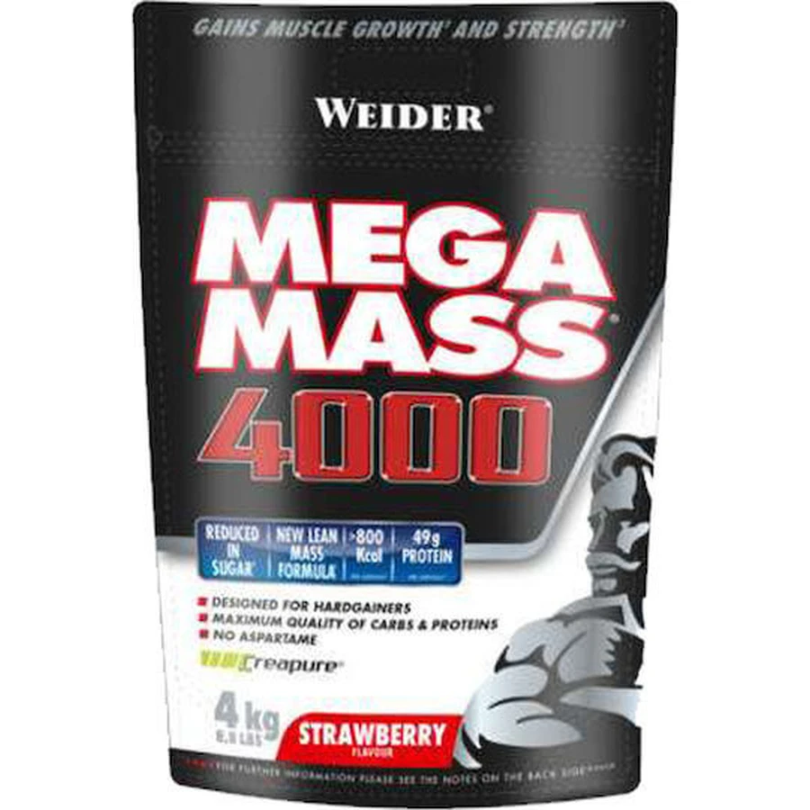 Weider Mega Mass 4000 cu Creatină & Aromă Căpșuni 4kg