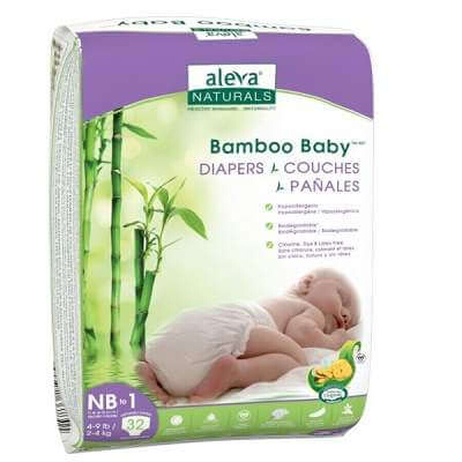 Scutec Bamboo Baby No.1, 2-4Kg, 32 Stück, Aleva Naturals