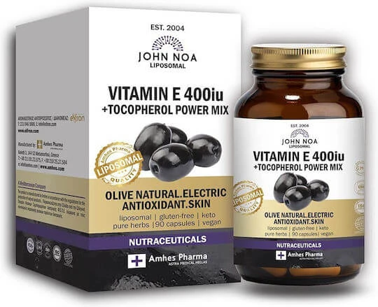 John Noa Liposomales Vitamin E Liposomales Vitamin für Haut & antioxidative Wirkung 400iu 90 pflanzliche Kapseln