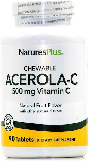 Nature's Plus Acerola-C Vitamin zur Unterstützung des Immunsystems, der Haut und der antioxidativen Wirkung 500mg 90 Tabletten