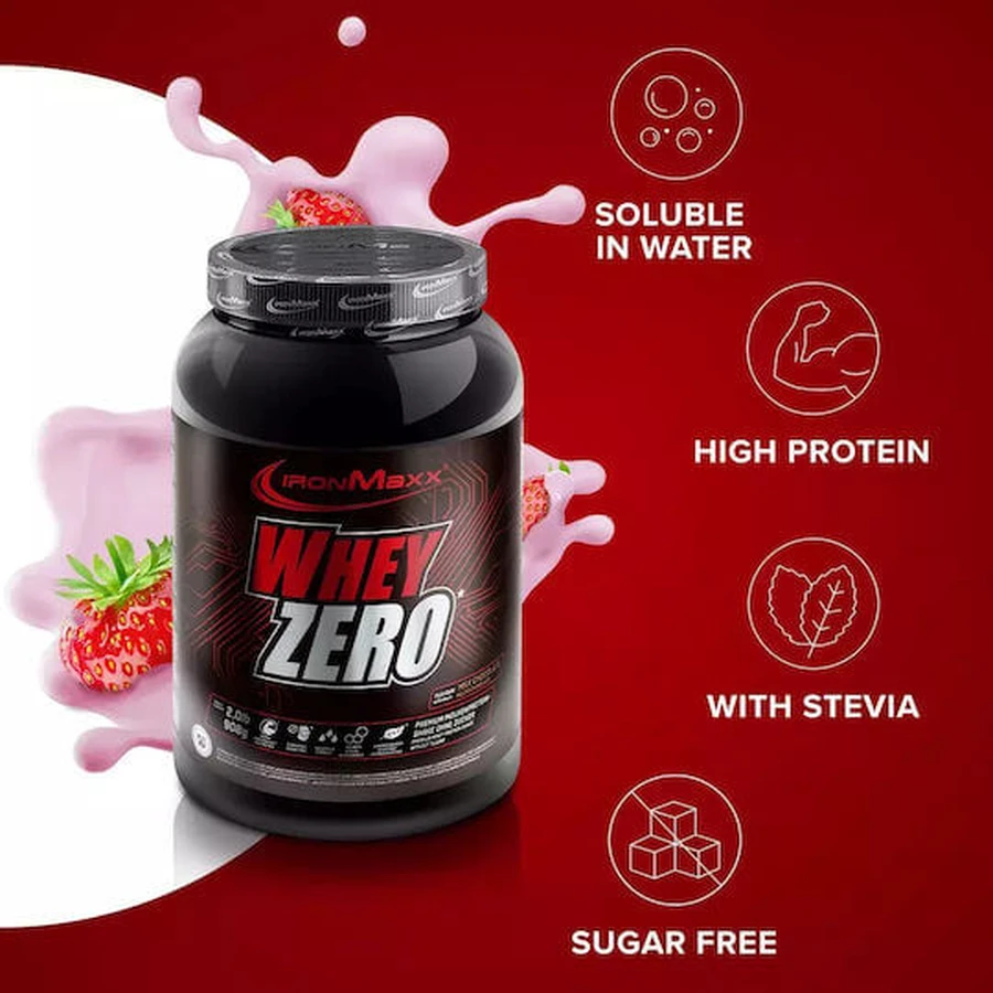 IronMaxx Whey Zero Whey Bio-Molkenprotein mit Erdbeergeschmack 908gr