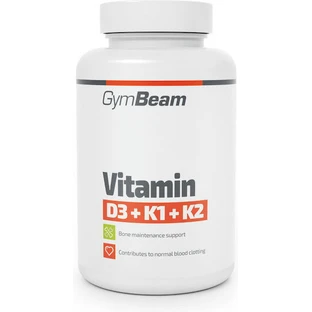 GymBeam Vitamin D3 + K1 + K2 Vitamina pentru Întărirea Sistemului Imunitar & Sănătatea Oaselor 120 capace