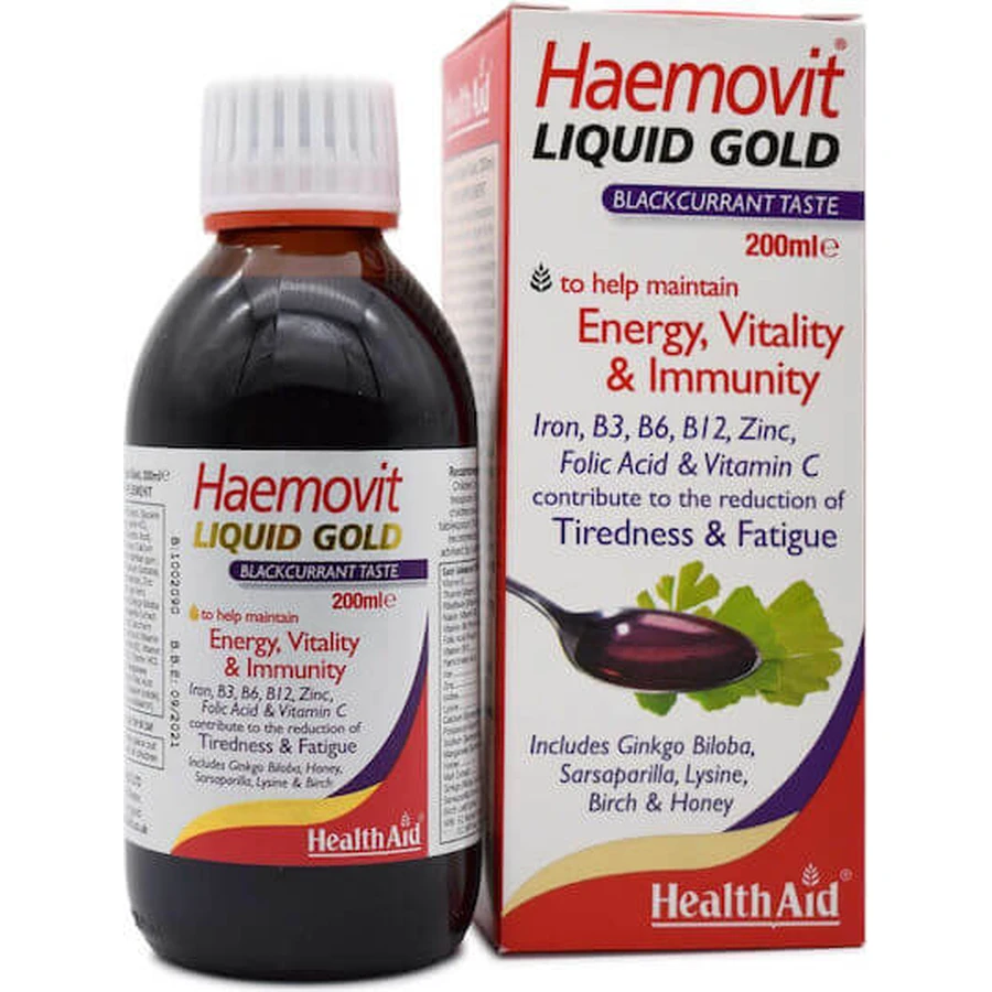 Health Aid Haemovit Liquid Gold Multivitamină pentru Energie & Întărirea Sistemului Imunitar 200ml