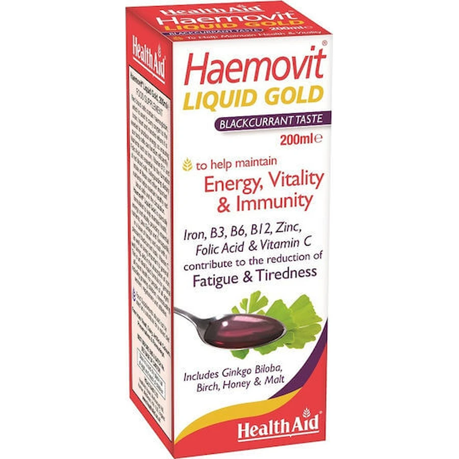 Health Aid Haemovit Liquid Gold Multivitamină pentru Energie & Întărirea Sistemului Imunitar 200ml