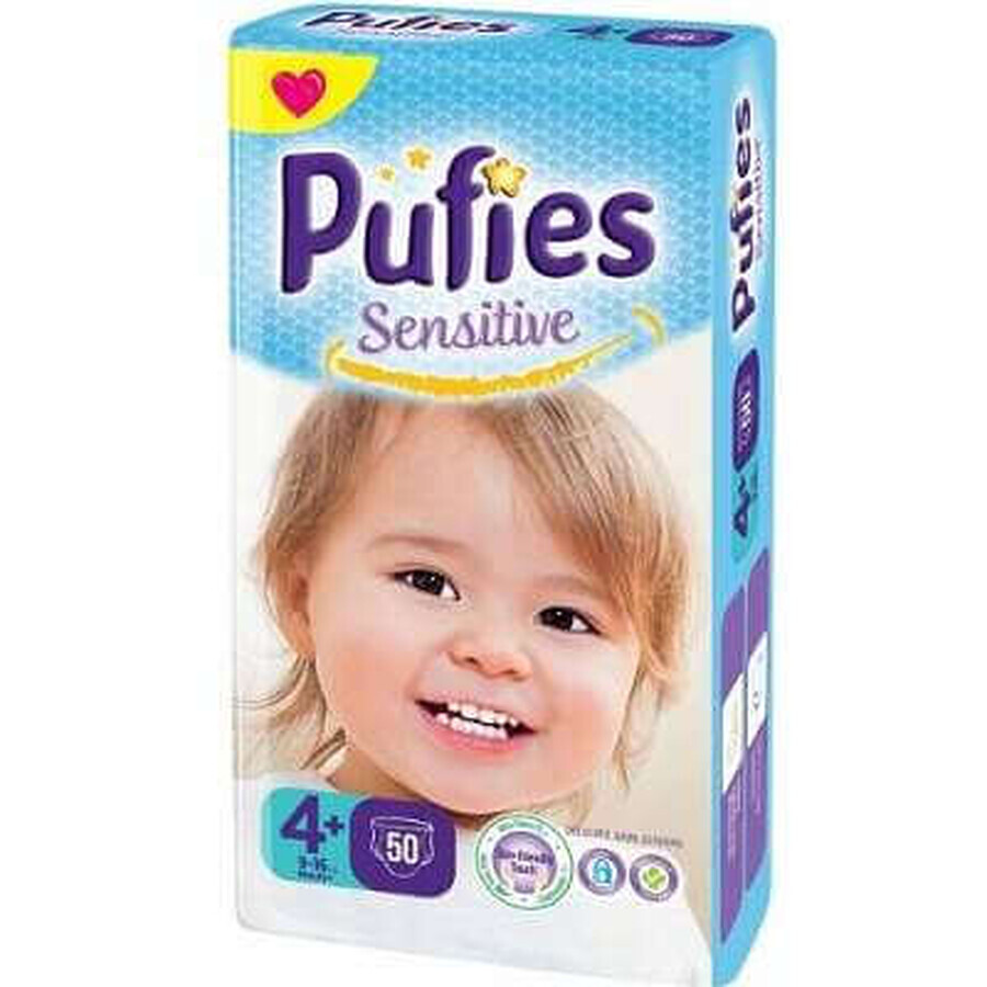 Scutece nr.4+ Pufies Baby Sensitive, 9-16 kg, 50 buc, Ficosota Sintez