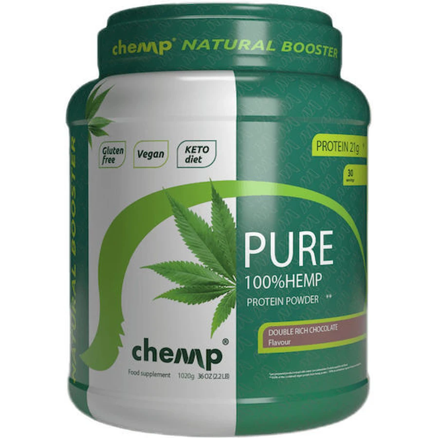 Chemp Pure Hemp Protein Double Rich Chocolate Sans Gluten ni Lactose avec Arôme Chocolat 1.02kg