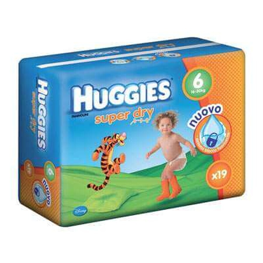 Scutece nr.6 Super Dry, 16-30 kg, 19 bucăți, Huggies