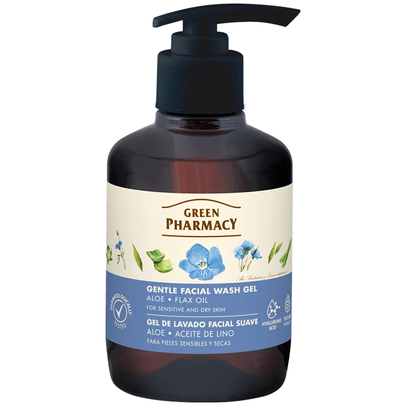 Green Pharmacy, Sanftes Reinigungsgel für das Gesicht, trockene und empfindliche Haut, Aloe Vera, 270 ml