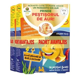 Packung Goldfischgummis mit Omega 3 und Zitronen- und Orangengeschmack, 2 x 36 Stück, Moller's