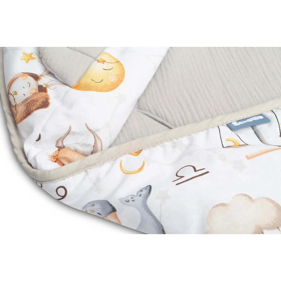 Scutece din muselină 90X90Cm Zodiac gri pentru scaun auto 0-13Kg