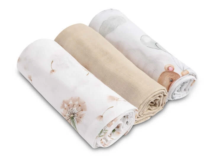 Musselin Windeln Beige Bär 3 Count 70X80 Sm