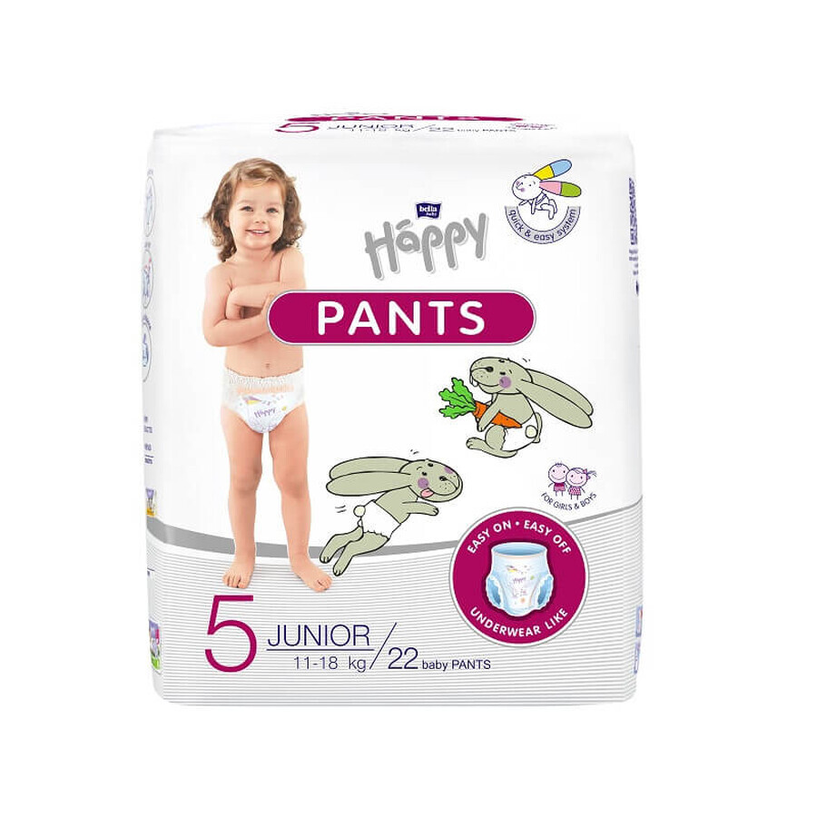 Scutece Pants Junior Nr. 5, 11-18 kg, 22 bucati, Happy